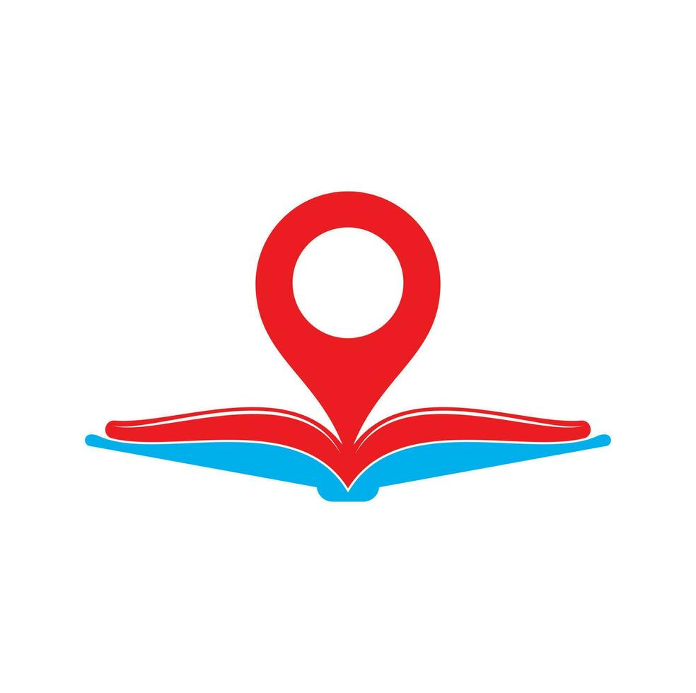 Book point logo design template. Education icon with pin combination. Concept of bookstore pointer symbol. vector