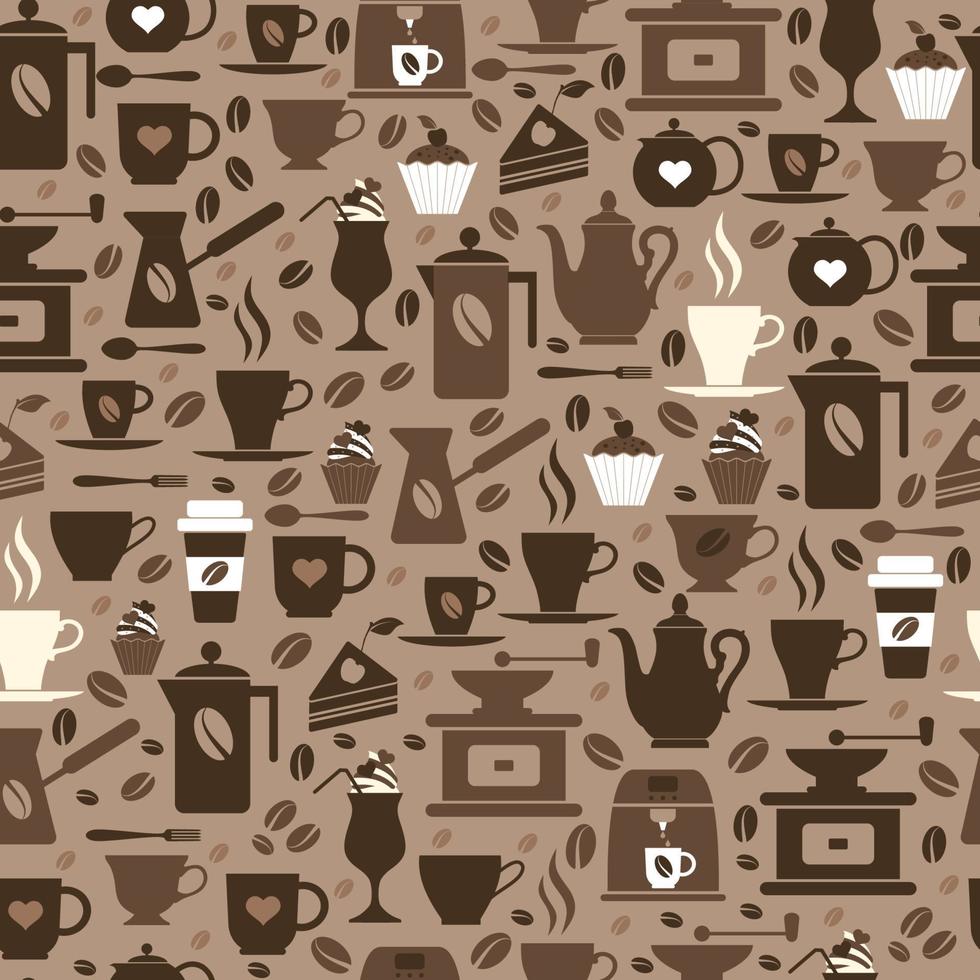café de patrones sin fisuras con tazas. vector