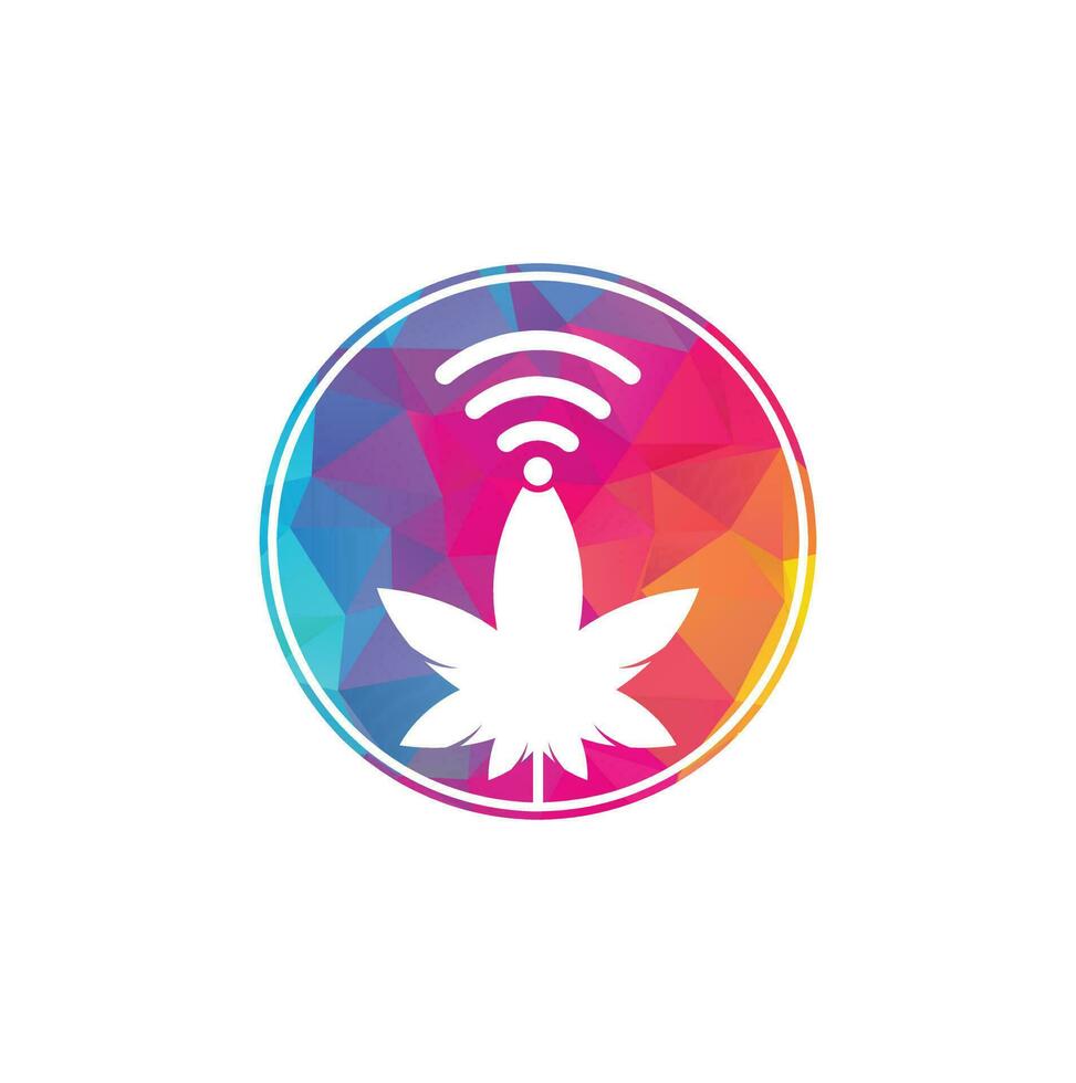 diseño del logotipo del vector wifi de cannabis. cáñamo y símbolo o icono de señal.