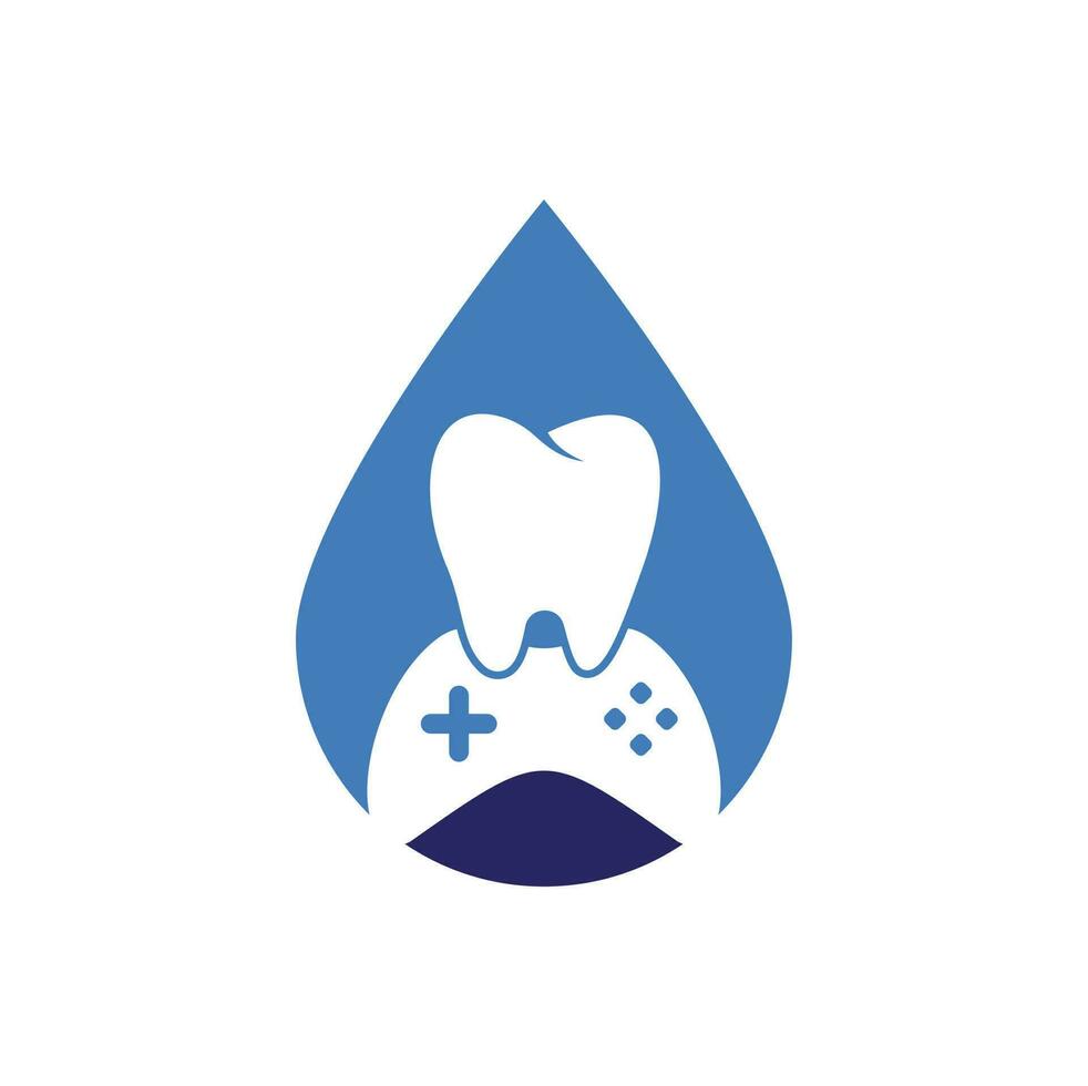 Dental Game drop shape concept Logo Icon Design. Tooth And Console vector logo design.