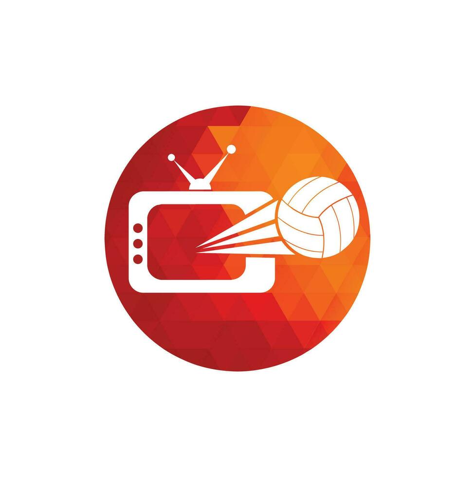 diseño de logo de voleibol y tv. ilustración de plantilla de diseño de logotipo de símbolo de voleibol tv. vector