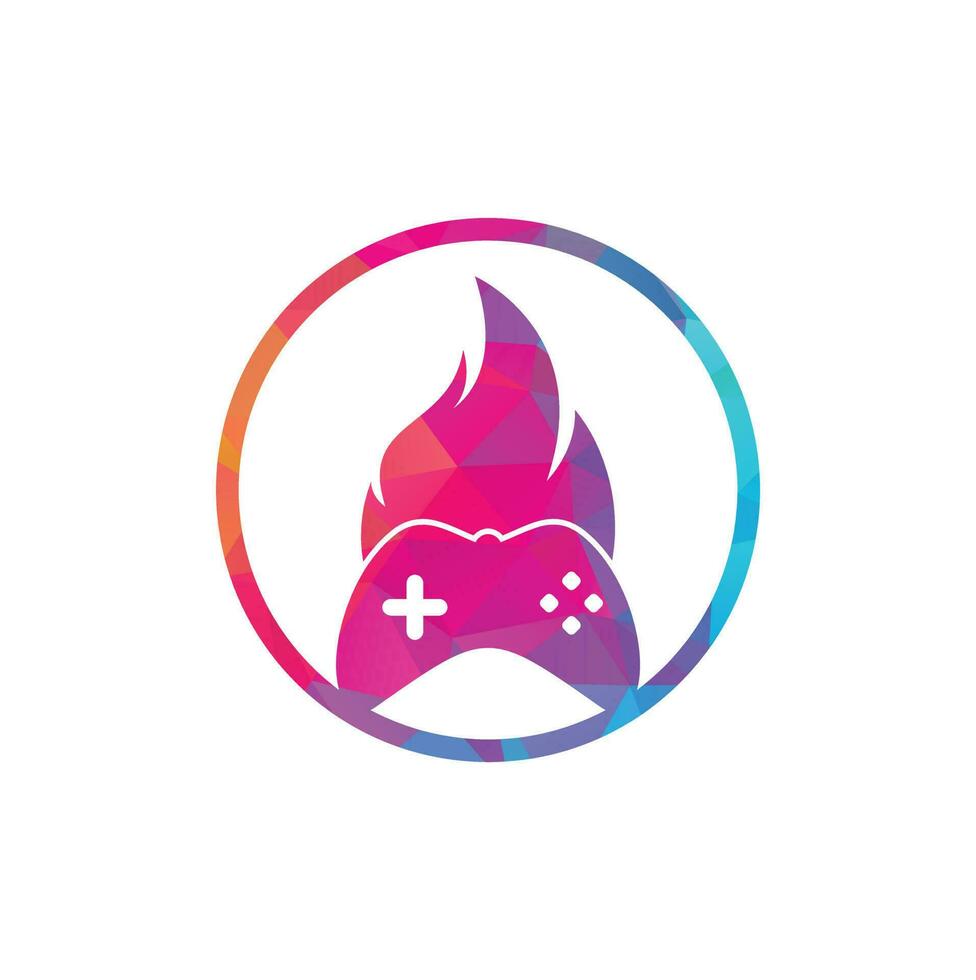 vector de diseño de icono de logotipo de fuego de juego. pad de juego con un fuego para el logotipo de juego