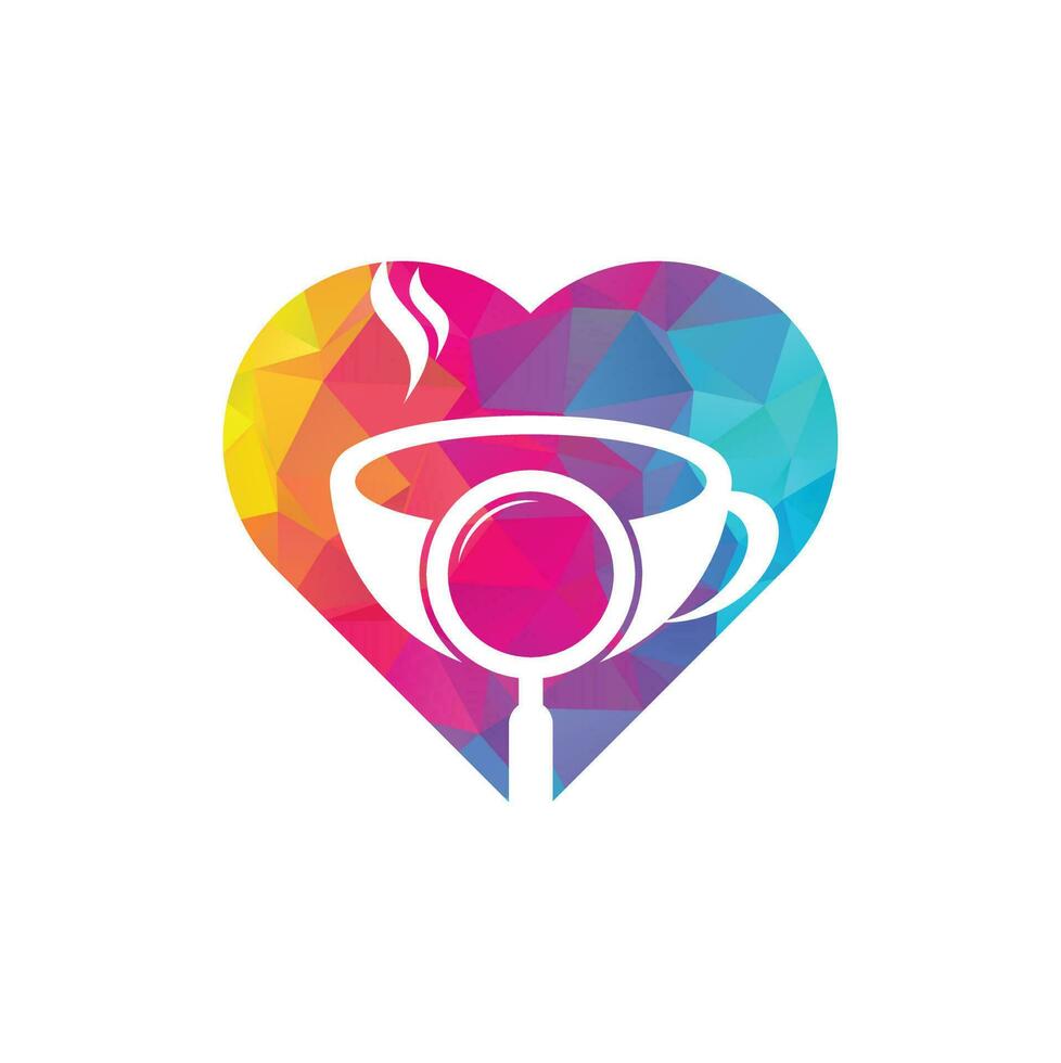 buscar vector de diseño de plantilla de logotipo de concepto de forma de corazón de café. vector de plantilla de logotipo de lupa de café.