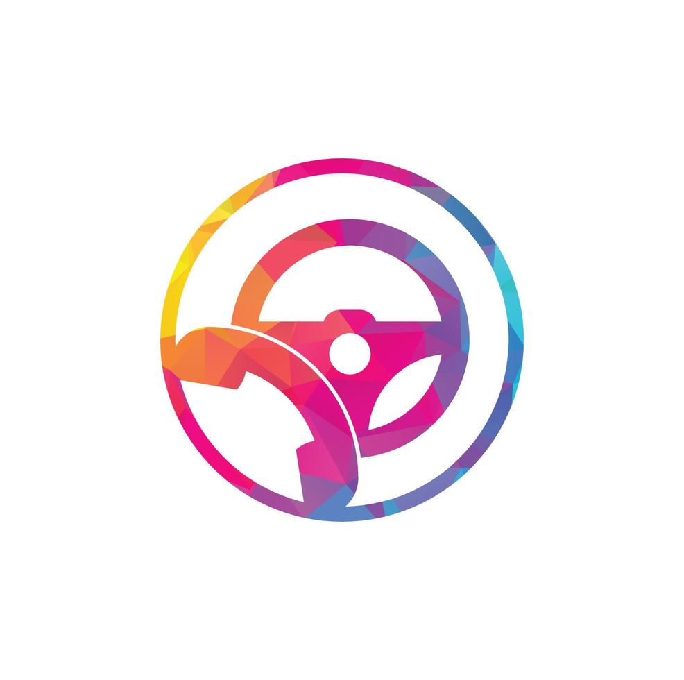 Drive call vector logo design. Steering wheel and phone symbol or icon