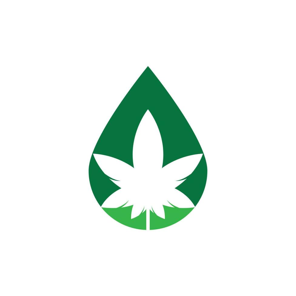 Cannabis drop concept Logo Design. cannabis leaf nature logo vector icon