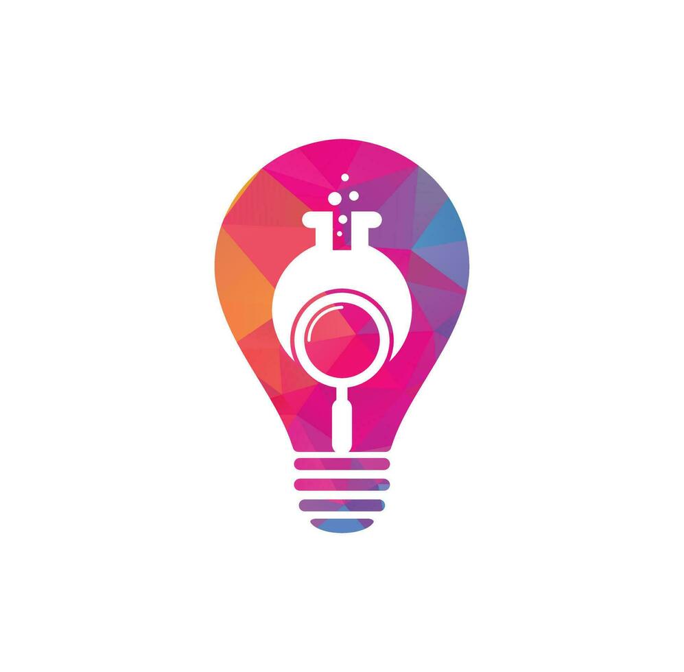 Search lab bulb shape concept logo design. find lab logo design vector template. Lab Find Logo Icon Design.