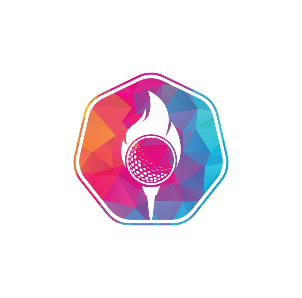 vector de diseño de plantilla de logotipo de fuego de golf. icono de diseño de logotipo de pelota de fuego y golf.