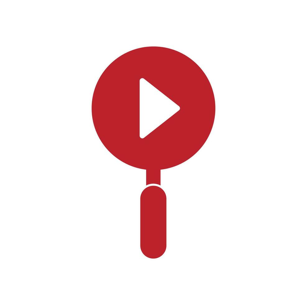 Media search play logo template. Magnifier with play symbol for search music logo design vector. play search button logo vector icon