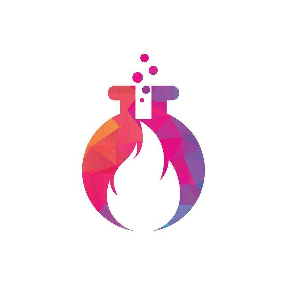 plantilla de diseño de logotipo de laboratorio de incendios. combinación de logo de laboratorio y fuego. vector