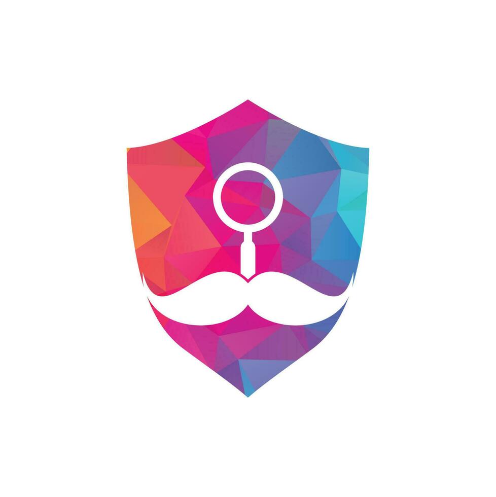 Search mustache logo design template. Moustache and loupe for a detective spy logo design. vector