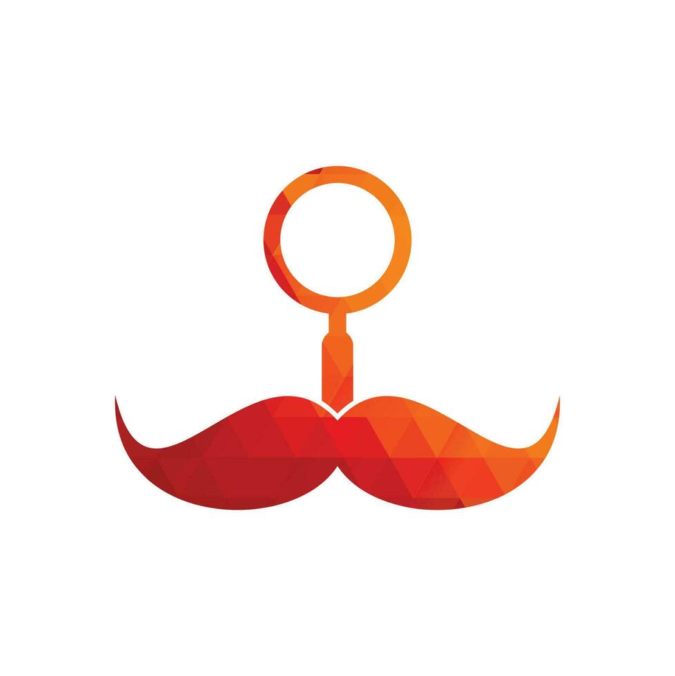 plantilla de diseño de logotipo de bigote de búsqueda. bigote y lupa para un diseño de logo de detective espía. vector