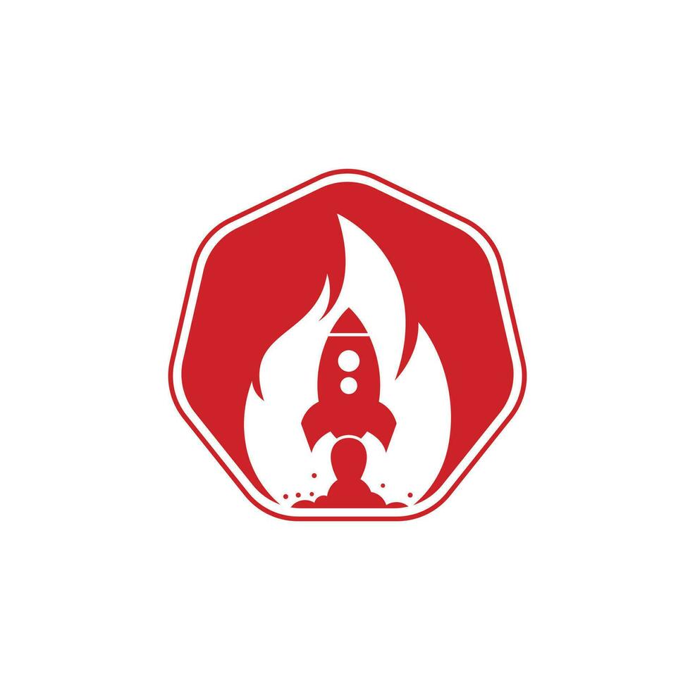 diseño del logotipo de fuego de cohetes. combinación de logo de fuego y cohete. símbolo o icono de llama y avión. vector