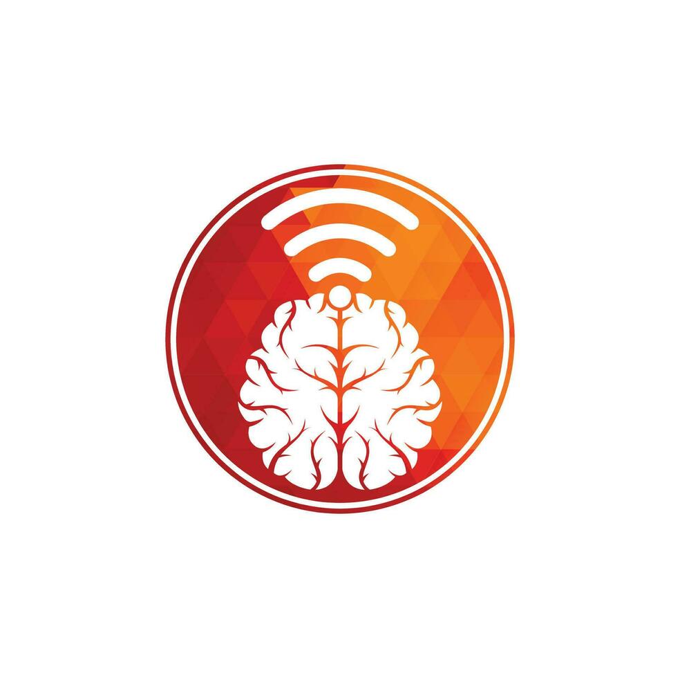 signo de diseño de logotipo de cerebro y wifi. educación, tecnología y antecedentes comerciales. icono del logotipo del cerebro de wifi. vector