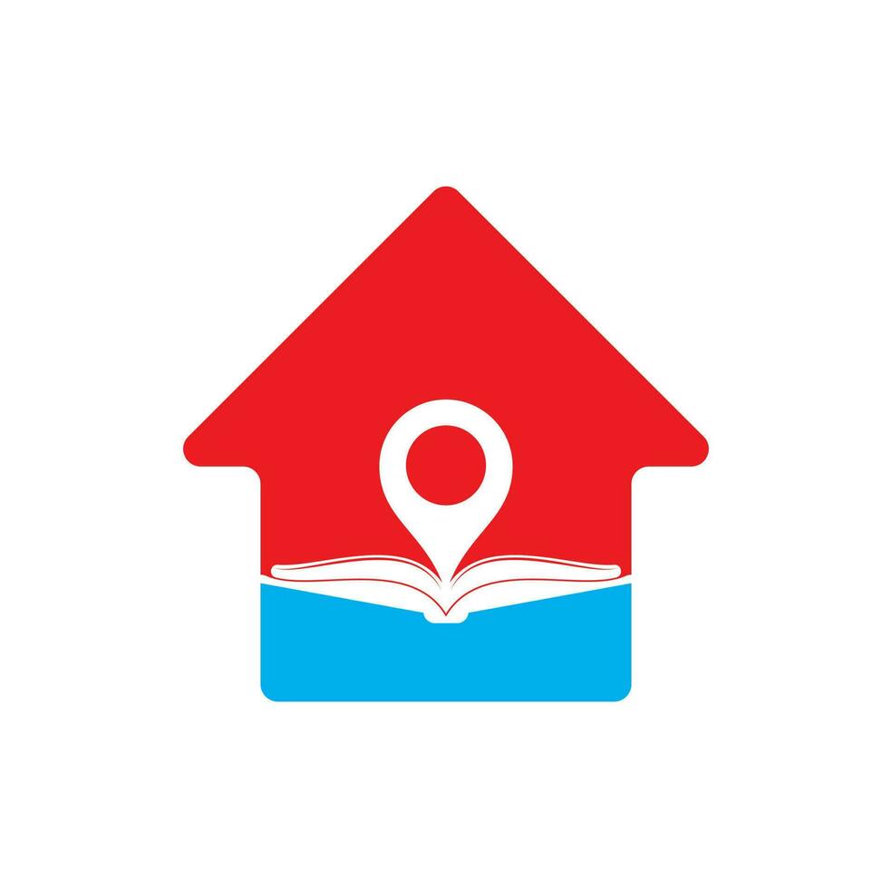 Book point home logo design template. Education icon with pin combination. Concept of bookstore pointer symbol vector