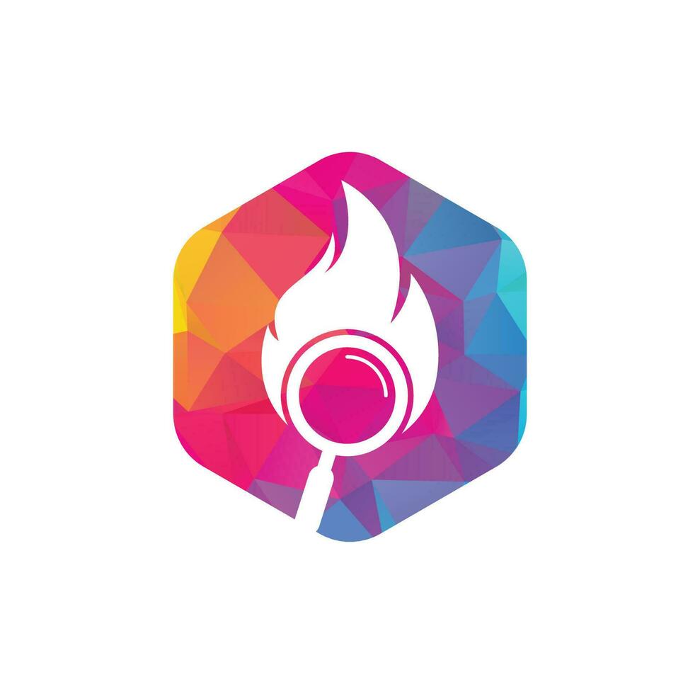 vector de diseño de plantilla de logotipo de búsqueda de incendios. encuentre la plantilla de diseño del logotipo de fuego. icono de fuego y lupa