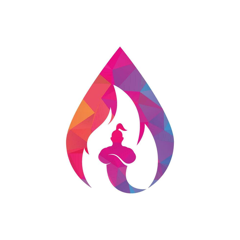 plantilla de diseño de logotipo de concepto de forma de gota de genio de fuego. vector