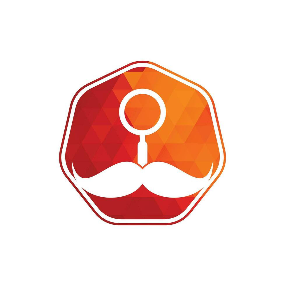 Search mustache logo design template. Moustache and loupe for a detective spy logo design. vector