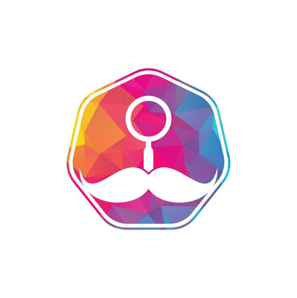 plantilla de diseño de logotipo de bigote de búsqueda. bigote y lupa para un diseño de logo de detective espía. vector