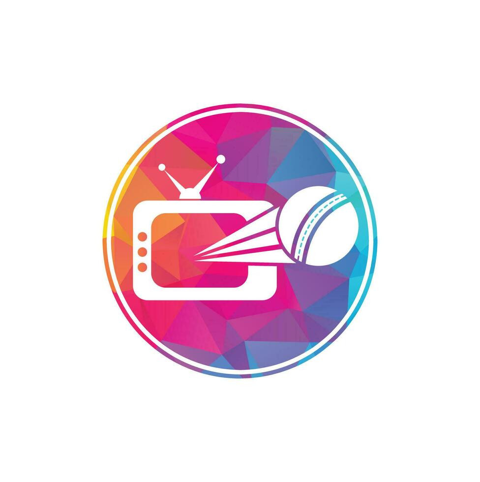 diseño del logo de la pelota de críquet y la televisión. ilustración de plantilla de diseño de logotipo de símbolo de tv de cricket. vector