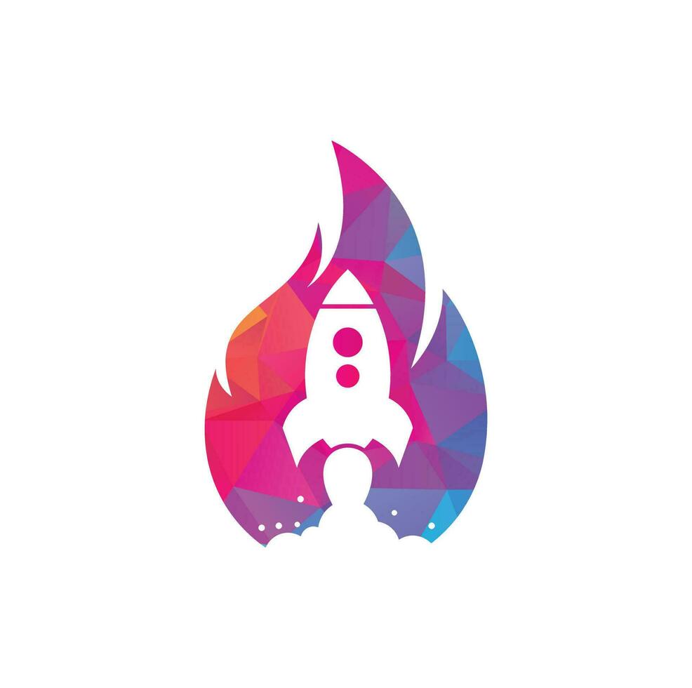 diseño del logotipo de fuego de cohetes. combinación de logo de fuego y cohete. símbolo o icono de llama y avión. vector