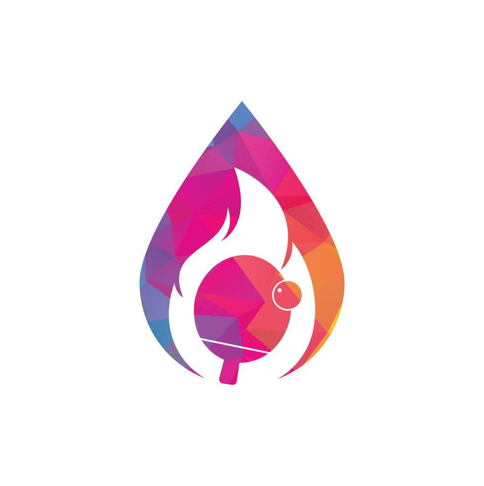 Fire ping pong drop shape logo icon design template. Table tennis, ping pong vector icon
