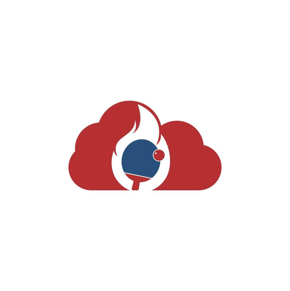 Fire ping pong cloud shape logo icon design template. Table tennis, ping pong vector icon