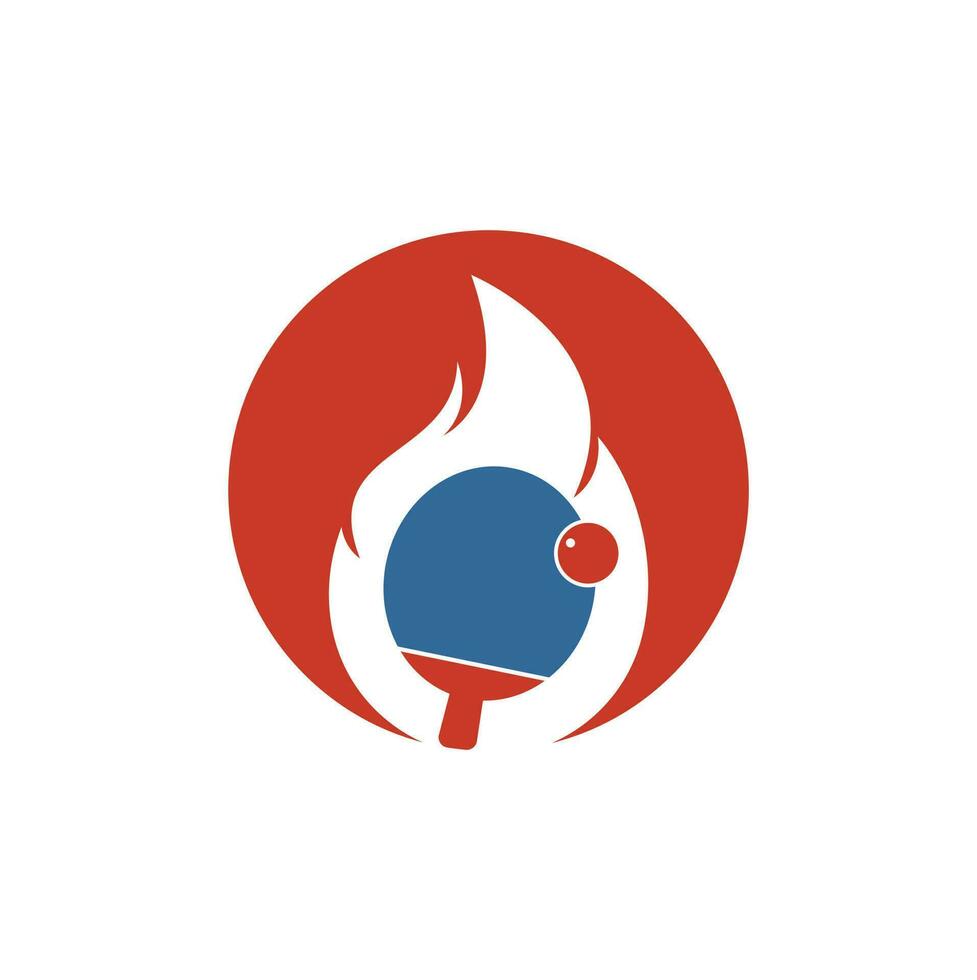 Fire and ping pong logo icon design template. Table tennis, ping pong vector icon.