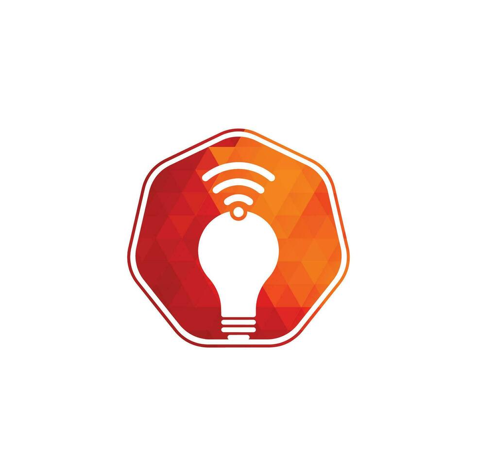 Wifi bulb logo vector design illustration. Lightbulb logo design combined with wifi symbol vector