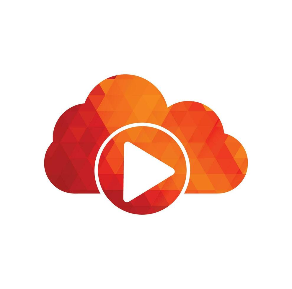 Video Cloud Logo Design Template. Cloud Play Multimedia Logo Template. vector