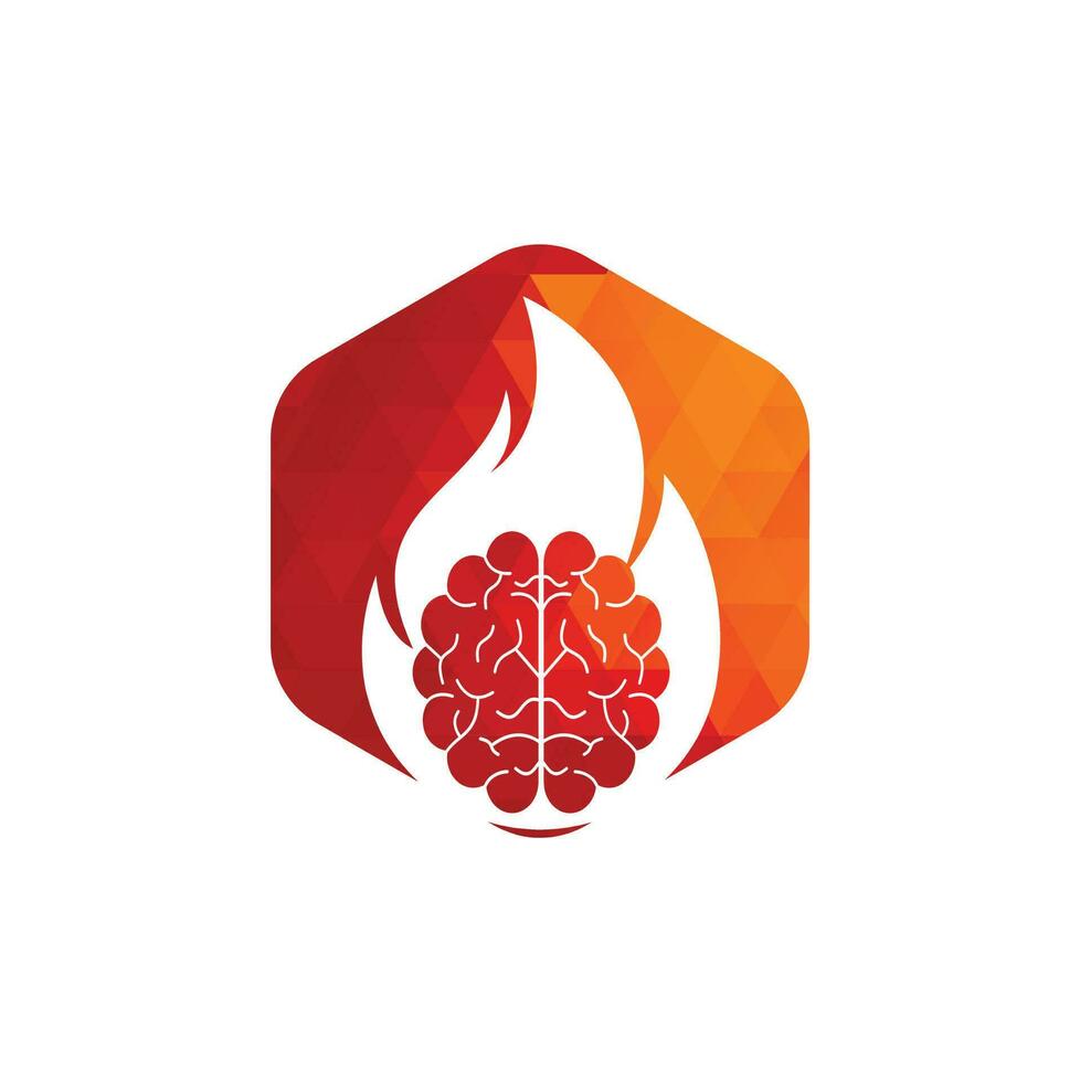 Fire brain vector logo design.