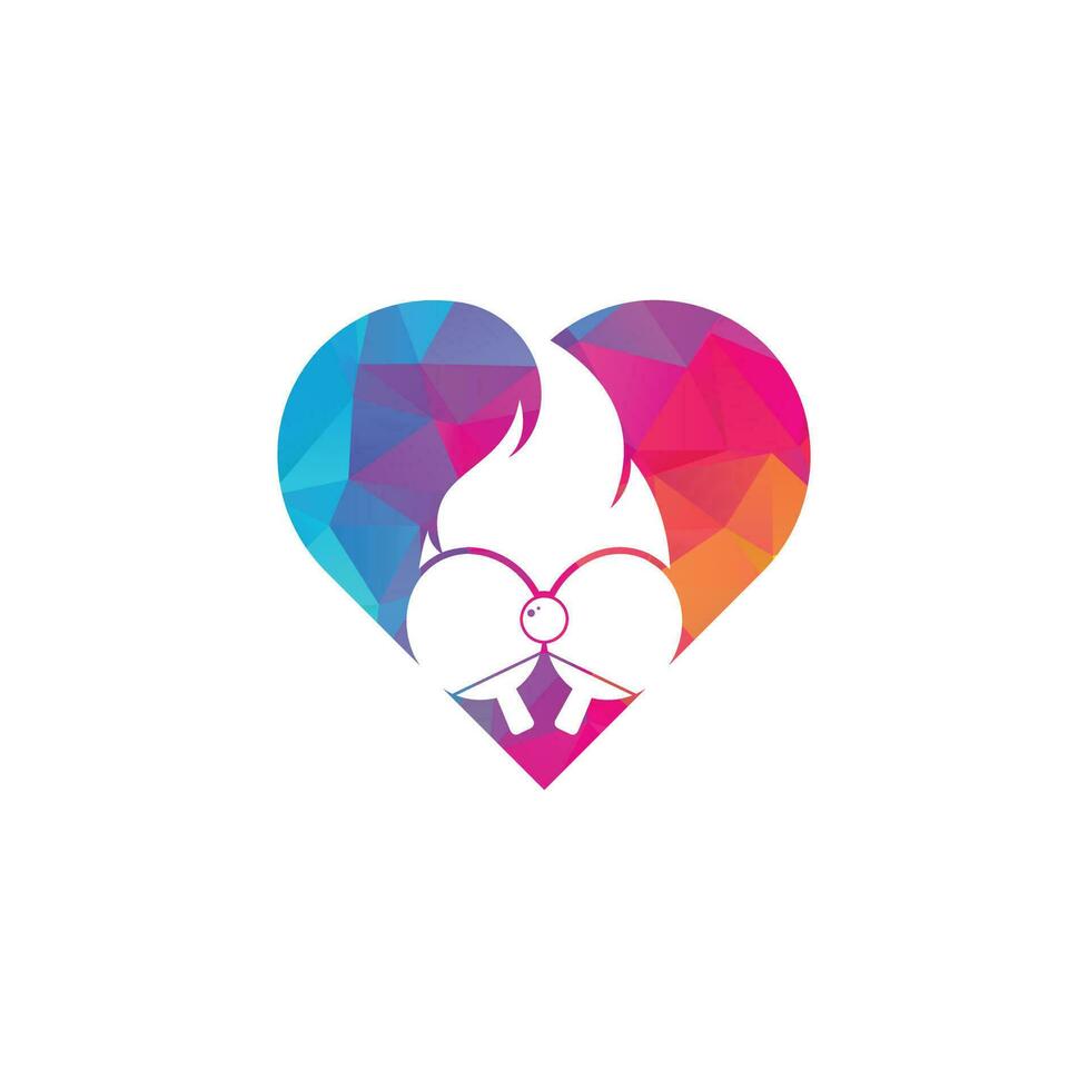 Fire ping pong heart shape logo icon design template. Table tennis, ping pong vector icon