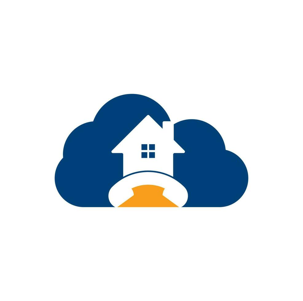 plantilla de diseño de logotipo de concepto de forma de nube de llamada a domicilio. vector de diseño del logotipo de la casa telefónica.