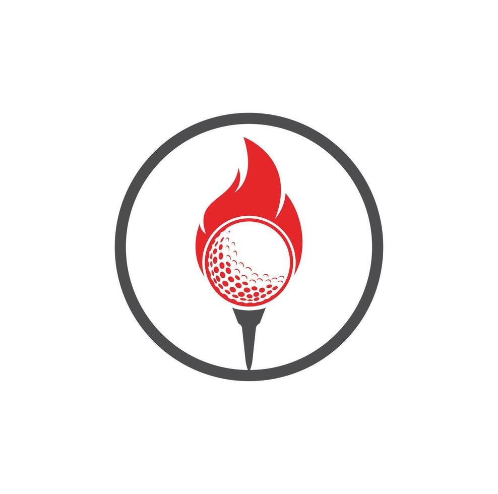 vector de diseño de plantilla de logotipo de fuego de golf. icono de diseño de logotipo de pelota de fuego y golf.