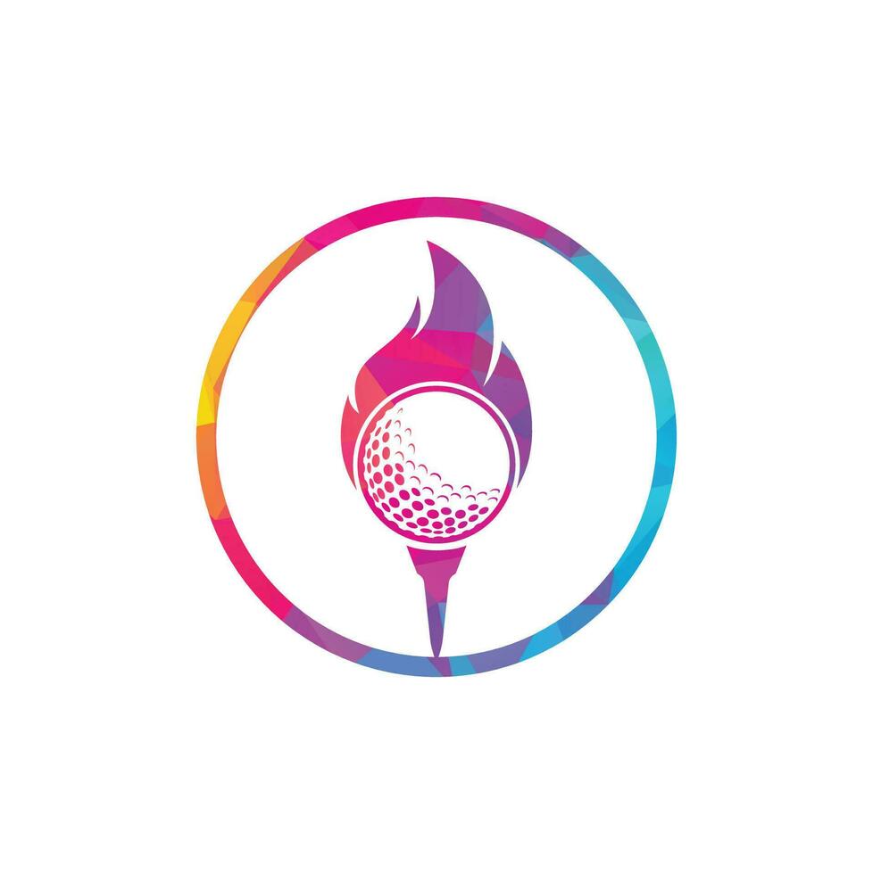 vector de diseño de plantilla de logotipo de fuego de golf. icono de diseño de logotipo de pelota de fuego y golf.