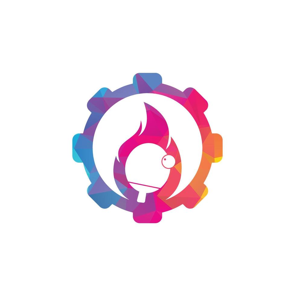 Fire ping pong gear shape logo icon design template. Table tennis, ping pong vector icon