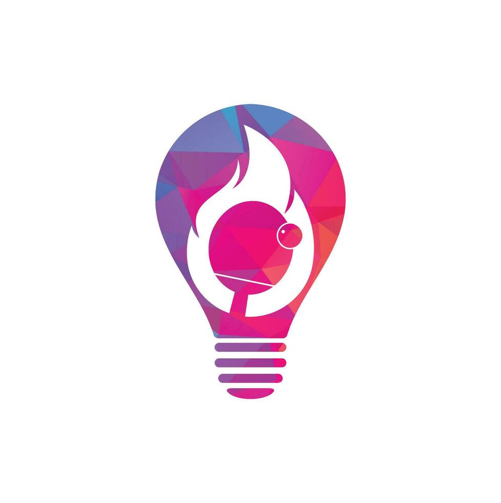 Fire ping pong bulb shape logo icon design template. Table tennis, ping pong vector icon