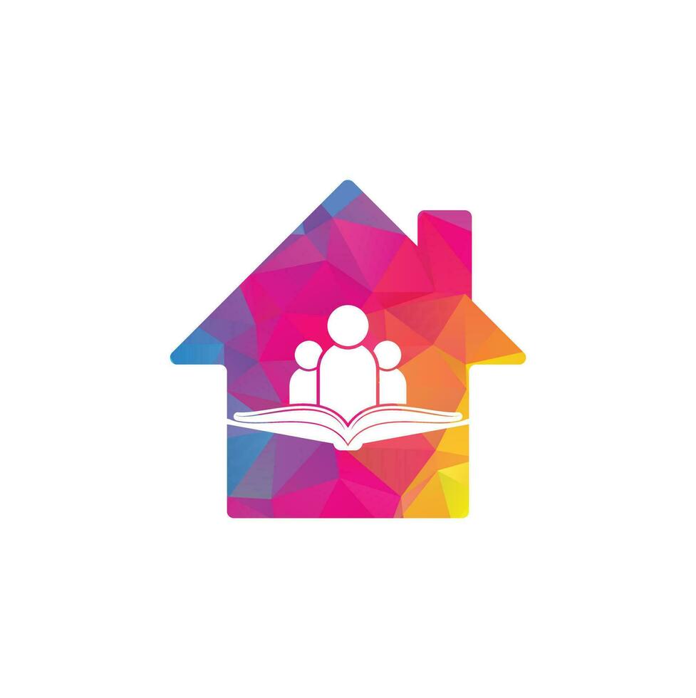 Book people home shape concept logo. Education logo, people and book icon vector