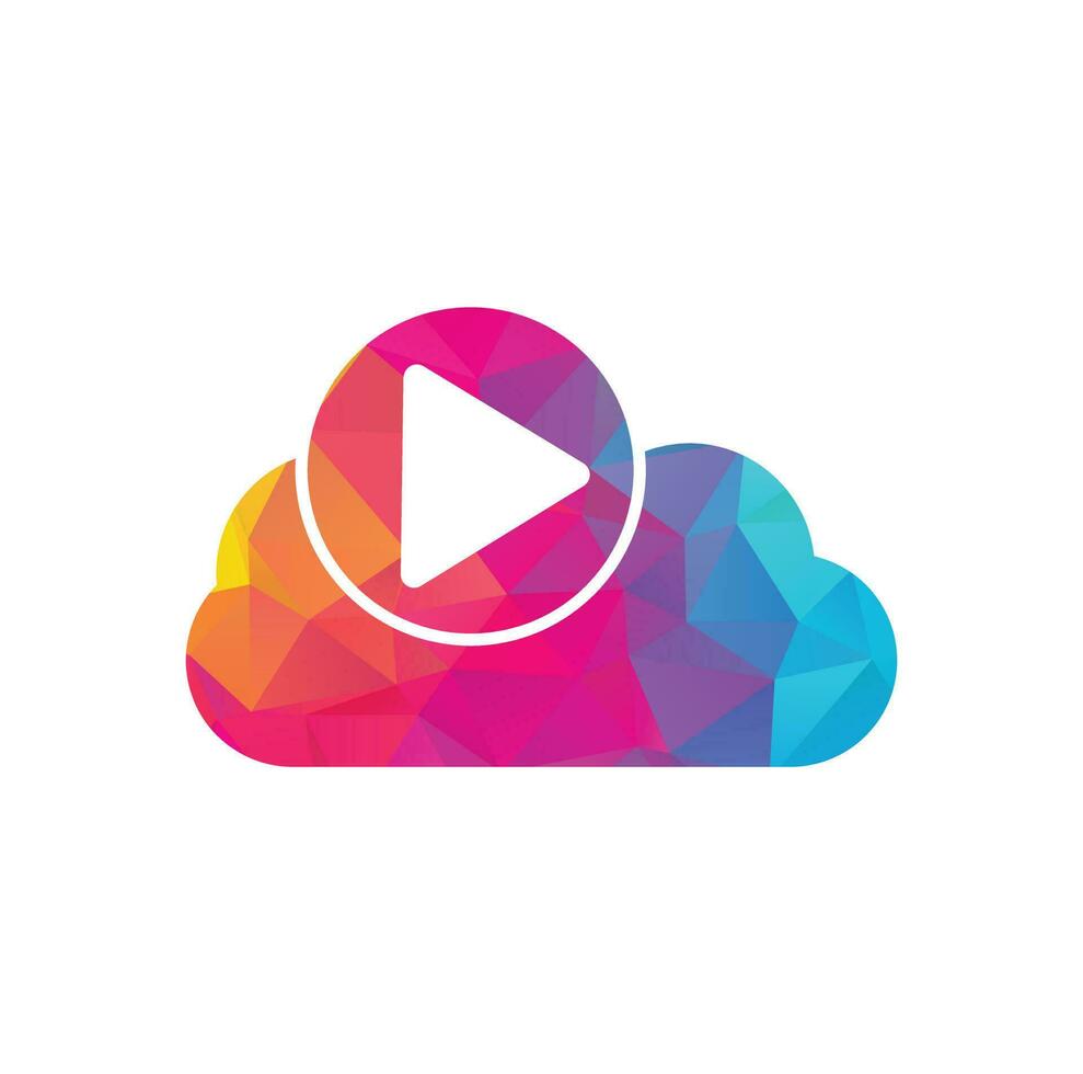 Video Cloud Logo Design Template. Cloud Play Multimedia Logo Template. vector