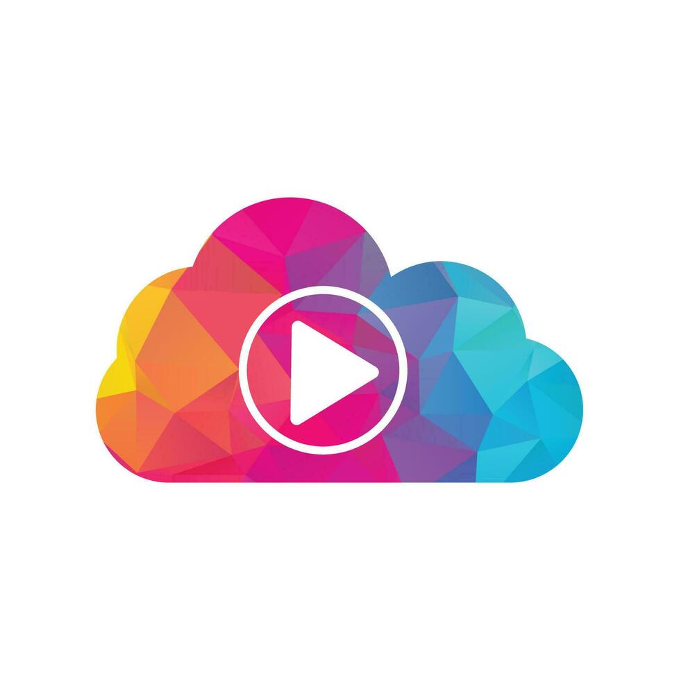 plantilla de diseño de logotipo de nube de vídeo. plantilla de logotipo multimedia de reproducción en la nube. vector