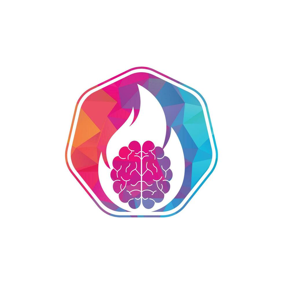 Fire brain vector logo design.