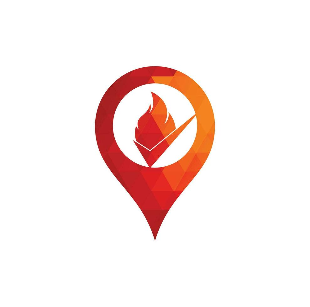 Fire check gear shape concept vector logo design template. Fire and checkmark icon design.