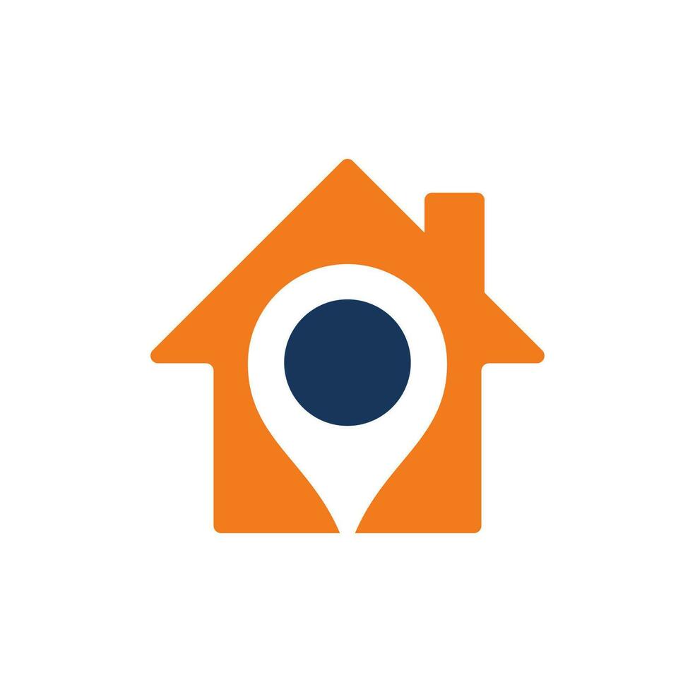 House point logo vector. Pin icon with home combination. Creative gps map point location symbol concept. vector