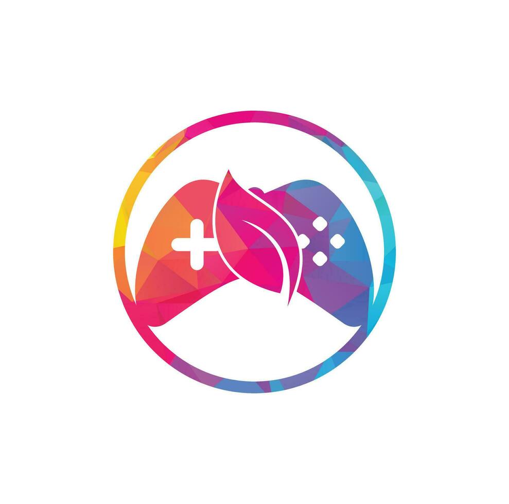 Game and leaf logo design template. Gaming and leaf logo design template. vector