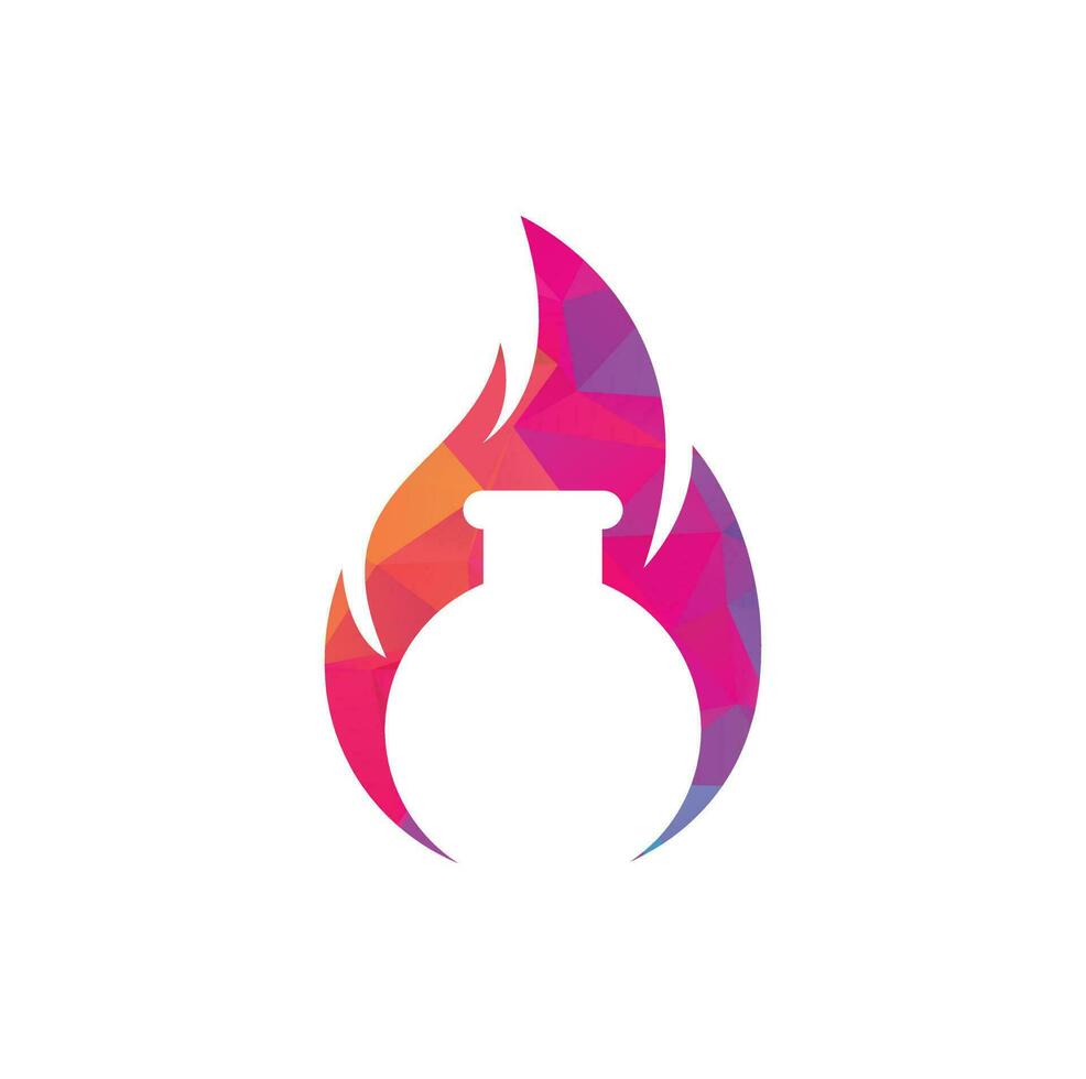 Fire Lab logo design template. Lab and fire logo combination. vector