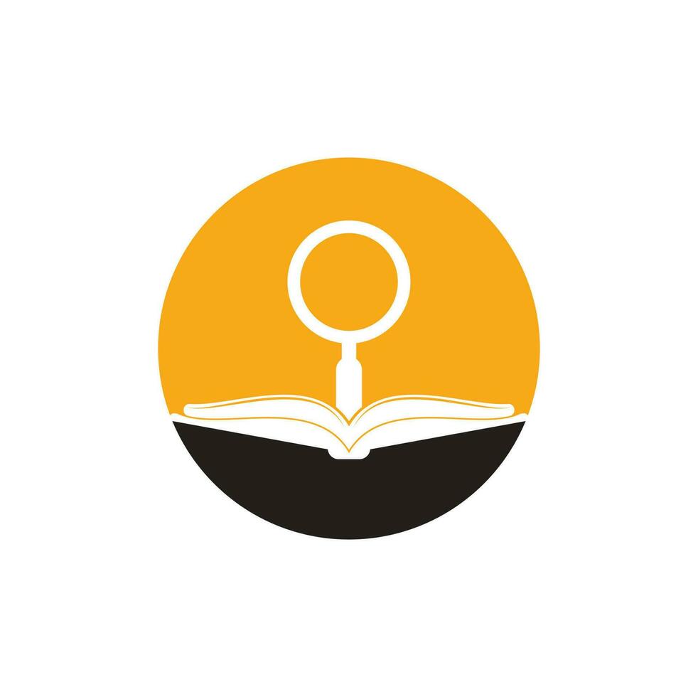 vector de diseño de plantilla de logotipo de búsqueda de libros. encuentre la plantilla de diseño del logotipo del libro. icono de libro con combinación de lupa