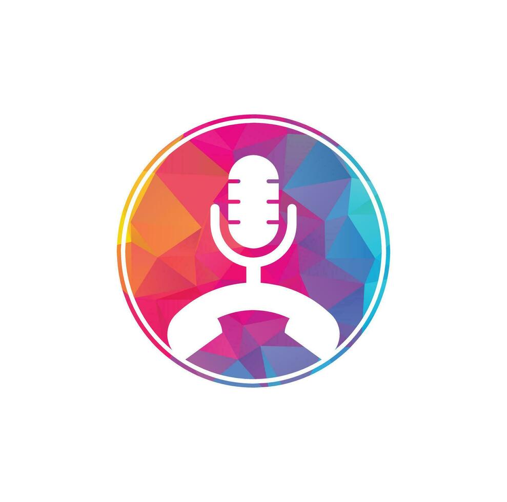 llame al elemento de diseño del logotipo del icono del podcast. diseño de logotipo de podcast de teléfono. vector