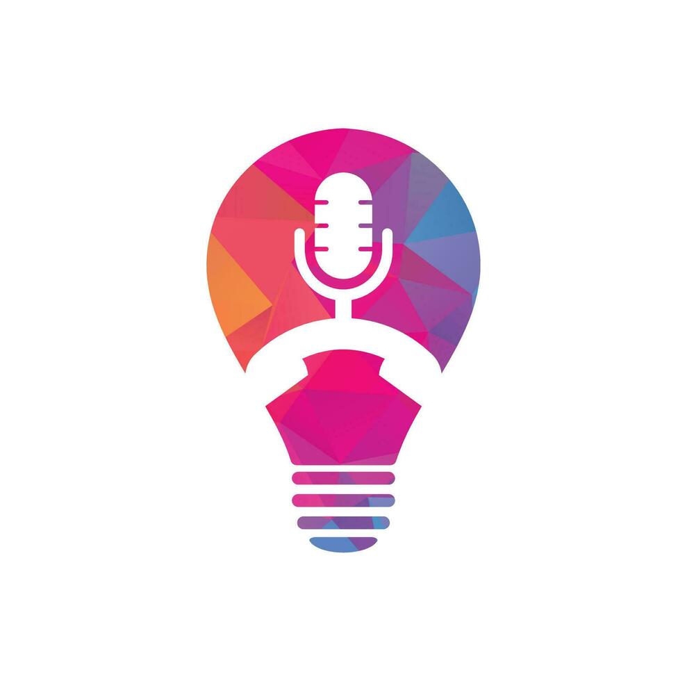 Call Podcast bulb shape concept Icon Logo Design Element. Phone podcast logo design vector