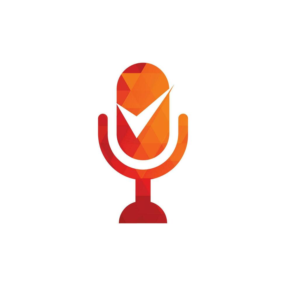 Check podcast vector logo design template. Podcast Check Icon Logo Design Element