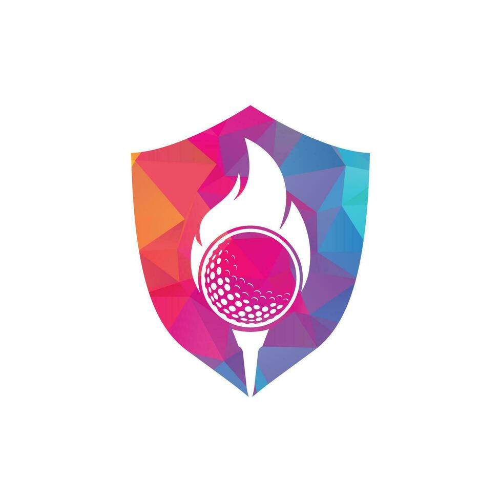 vector de diseño de plantilla de logotipo de fuego de golf. icono de diseño de logotipo de pelota de fuego y golf.