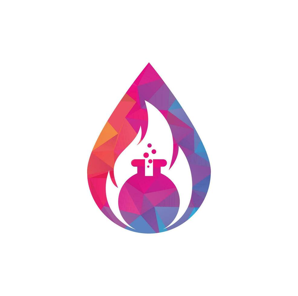 Fire Lab drop shape concept logo design template. Lab and fire logo combination. vector